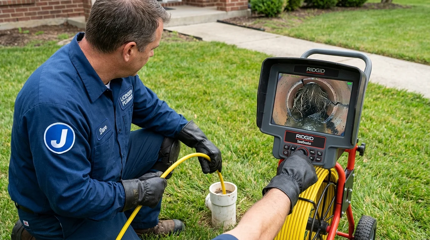 Sewer camera inspection being performed by Johns Plumbing LLC in Acworth