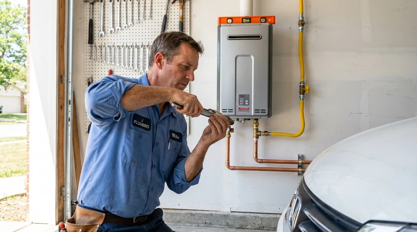 Tankless water heater installation by a Johns Plumbing LLC plumber in Acworth