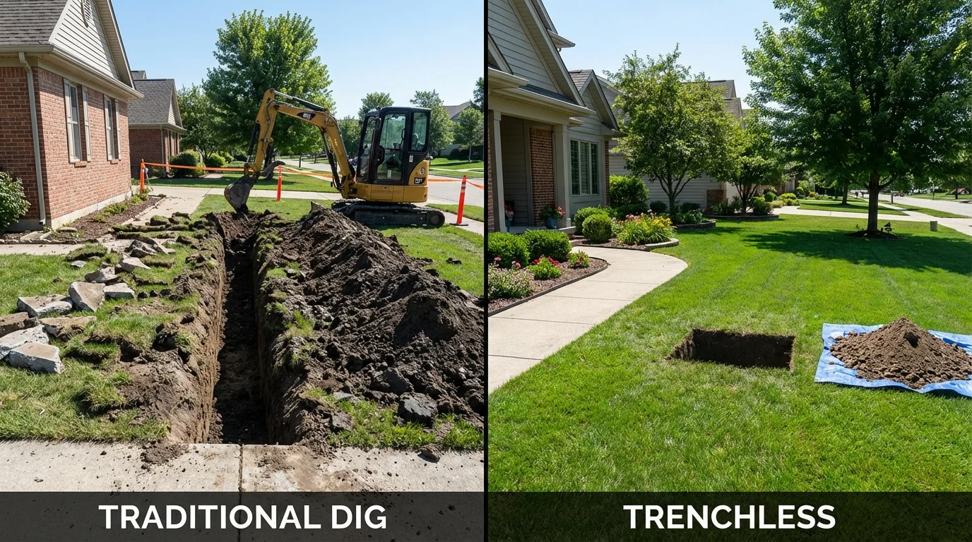 Trenchless sewer repair with minimal yard damage versus traditional excavation in Acworth, GA